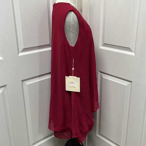 TS Couture Sheath Chiffon Sleeveless Midi Dress Size 14 NWT - Picture 5 of 15